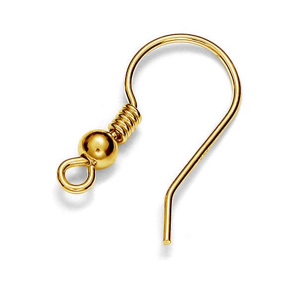 Plain Fish Hook Earwire with Ball, Gold-Plated (36 Pieces)