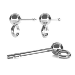 Ball earrings 6mm with jumpring, sterling silver 925, CON 1V STW 6x10 mm
