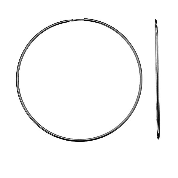 Round hoop earrings 5,5 cm, sterling silver, KL-170 1,8x55 mm