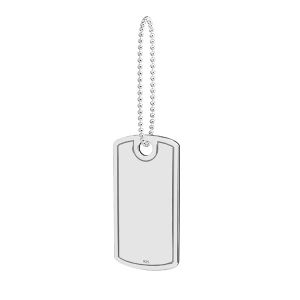 Dog Tag pendant with chain, sterling silver 925, LKM-2829 CPL 0,40 14x28 mm