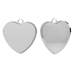 Heart pendant, resin base, sterling silver AG 925, CON 1 FMG 26 mm