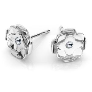 Rose earrings with Swarovski crystals, sterling silver 925, ODL-00009 KLS ver.2