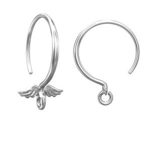 Round ear wires - wings*sterling silver 925*ODL-00093 9x18,5 mm