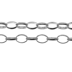 Sterling Silver 925 Rolo Rombo Flat Silver Chain for Jewelry Making 