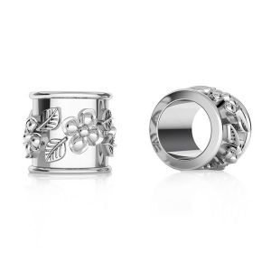 Decorative spacer with flowers bead sterling silver ODL-00202