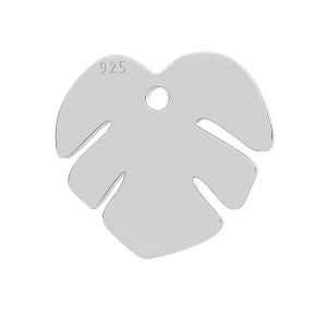Monstera leaf pendant, sterling silver 925, LK-0809 - 0,50 12,2x13,3 mm