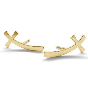 Cross earrings gold 14K LKZ-00690 KLS (L+P) - 0,30 mm