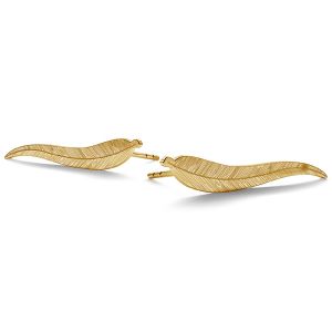 Leaf earrings gold 14K LKZ-00791 KLS (L+P) - 0,30 mm
