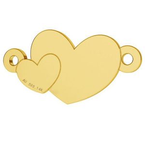 Double heart gold pendant, AU 585 14K, LKZ-00701 - 0,30