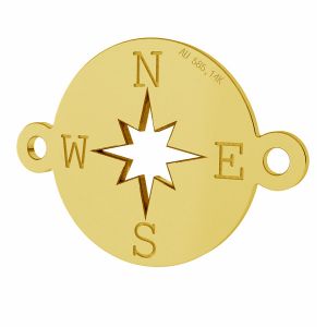 Compass, wind rose pendant connector, AU 585 14K, LKZ-01318 - 0,30