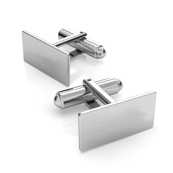 Silver rectangle cufflinks base, LK-1443 - 0,50
