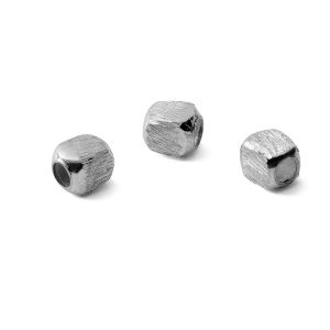 Brushed cube beads, sterling silver 925, CS-4 4,5x3,8 mm