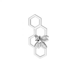 Bee honeycomb pendant connector, sterling silver 925, ODL-00084