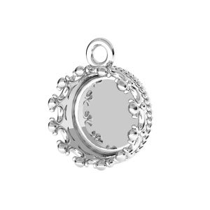 Round pendant for resin, crown*sterling silver 925*ODL-00680 CON 1 