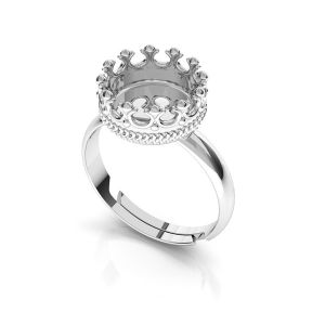 Round ring for resin - crown*sterling silver 925*ODL-00681 U-RING