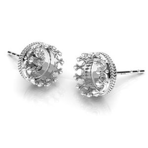 Crown, round earrings for resin, sterling silver 925, ODL-00680 KLS