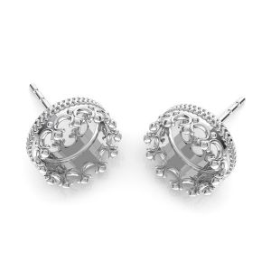 Crown, round earrings for resin, sterling silver 925, ODL-00681 KLS