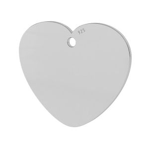 Heart pendant tag 20 mm, sterling silver, LKM-2012