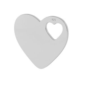 Double heart pendant tag, sterling silver, LKM-2014