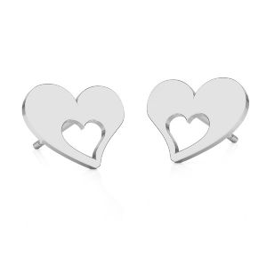 Heart earrings, sterling silver 925, KLS LKM-2357 - 0,50 8,4x8,4 mm