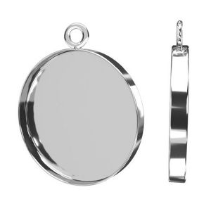 Round silver cabochon, sterling silver 925, CON 1 FMG-R 3x20 mm