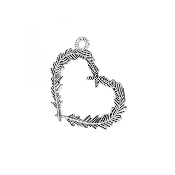 Feathers heart pendant*sterling silver 925*ODL-00723 18,6x22 mm