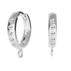 Leverback with crystals - round cufflink type*sterling silver 925*OWS-00515 / ODL-00756 BZO 13.5x17 mm ver.2