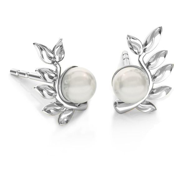Leaves earrings base for Swarovski pearls*sterling silver*ODL-00791 L+P 6,7x10,5 mm (5818 MM 4)