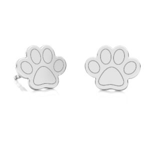 Dog paw earrings, sterling silver 925, KLS LKM-2729 - 0,50 7x8,7 mm