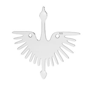 Crane bird pendant connector, sterling silver, LKM-2824 - 0,50 25x25 mm