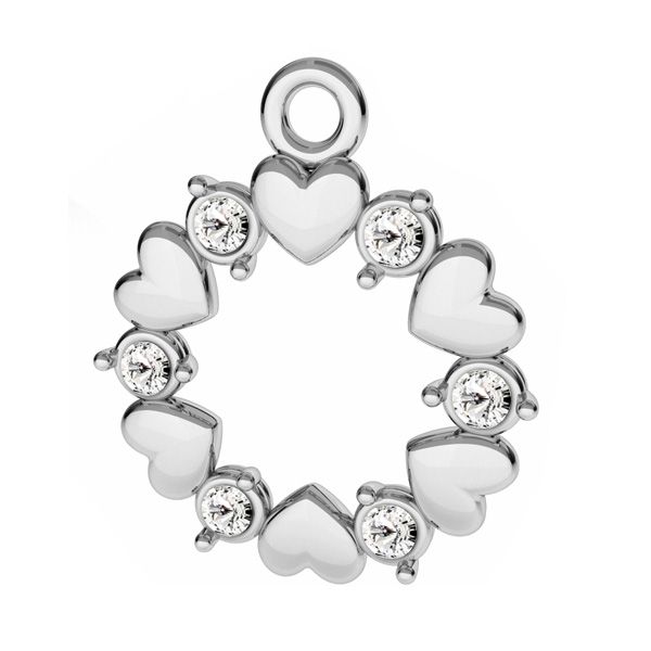 Rosette with hearts and Swarovski Crystals pendant, sterling silver 925*ODL-00812 ver.2 13,5x15,5 mm