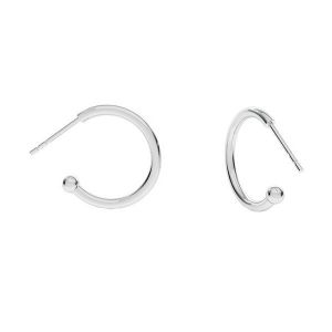 Semicircular earrings with ball, sterling silver 925, KLK-420 16,5x20,5 mm