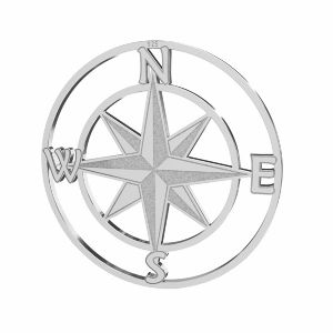 Compass wind rose pendant, sterling silver, LKM-2762 - 0,50 25x25 mm