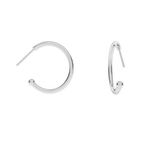 Semicircular earrings with ball, sterling silver 925, KLK-430 20x22,5 mm
