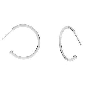 Semicircular earrings with ball, sterling silver 925, KLK-440 25,5x26 mm