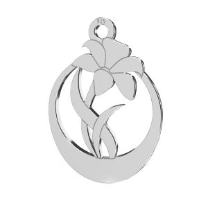 Rose flower pendant, sterling silver 925, LKM-2208 - 0,50 14,1x20 mm