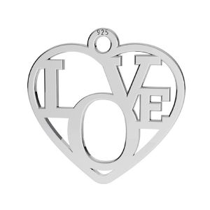 Heart pendant - LOVE, sterling silver 925, LK-2677 - 05 15,5x16 mm
