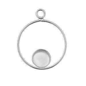 Round pendant, resin base 6mm, sterling silver 925, CON 1 FMG KCL DOWN - 2,10 6 mm