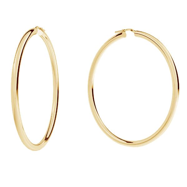 Round hoop earrings 8 cm with clasp, sterling silver 925, KL-470 4x70 mm