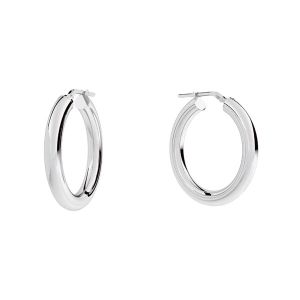 Round hoop earrings 3,5 cm with clasp, sterling silver 925, KL-425 4x25 mm