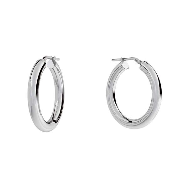 Round hoop earrings 3,5 cm with clasp, sterling silver 925, KL-425 4x25 mm  - SILVEXCRAFT