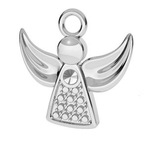 Angel pendant with crystal, sterling silver 925, ODL-00829 12x12,5 mm