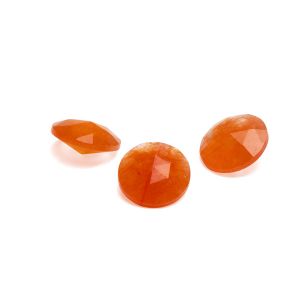 ROSECUT/ RIVOLI jadeite orange 12 MM GAVBARI, semi-precious stone