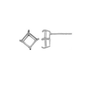 Earrings - rectangle zircon 6x6 base, sterling silver 925, KLSG ZIRC-T 001 6x6x16 mm