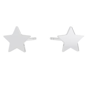 Star earrings, sterling silver 925, KLS LKM-3001 - 0,50 8x8mm