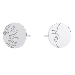 Sun & moon earrings, sterling silver 925, KLS LKM-3004 - 0,50 10x10 mm (L+P)
