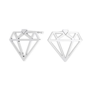 Diamond earrings, sterling silver 925, KLS LKM-3010 - 0,50 10,2x11,7 mm