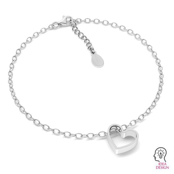 Rhodium plated round rolo bracelet*sterling silver 925*ROLO OVAL 0,35X0,60 17 cm