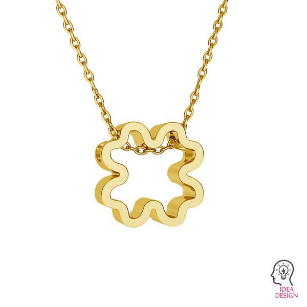 Gold plated clover pendant, sterling silver 925, ODL-00238 4,4x10x10,5 mm