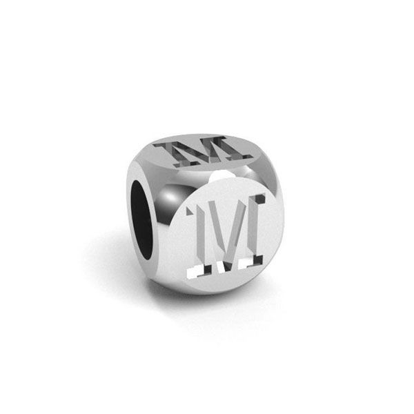 Pendant - cube with letter M*sterling silver 925*CUBE M 4,8x4,8 mm